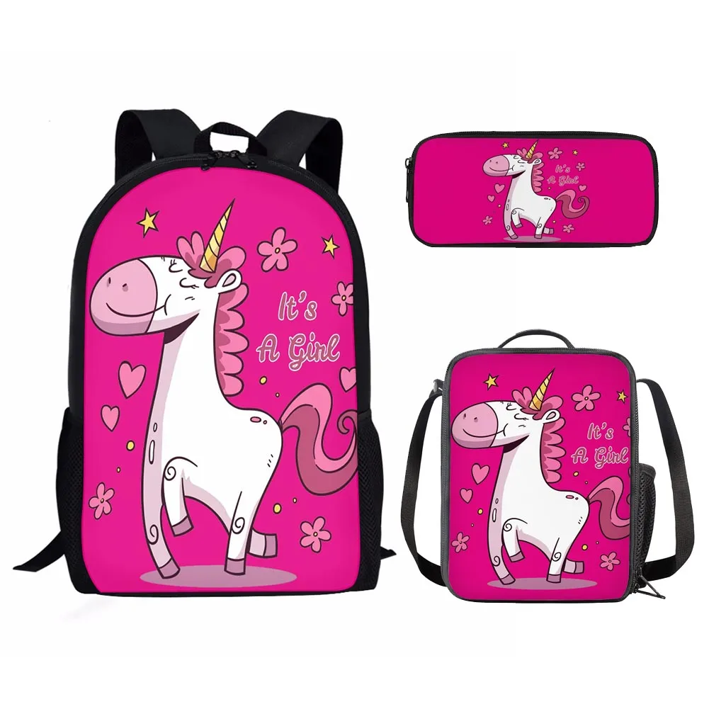 

Pink Personalized Child Backpack Cute Cartoon Unicorn Design Bagpack For Girl Satchel Children Bag Lunch Bag Pencil Case