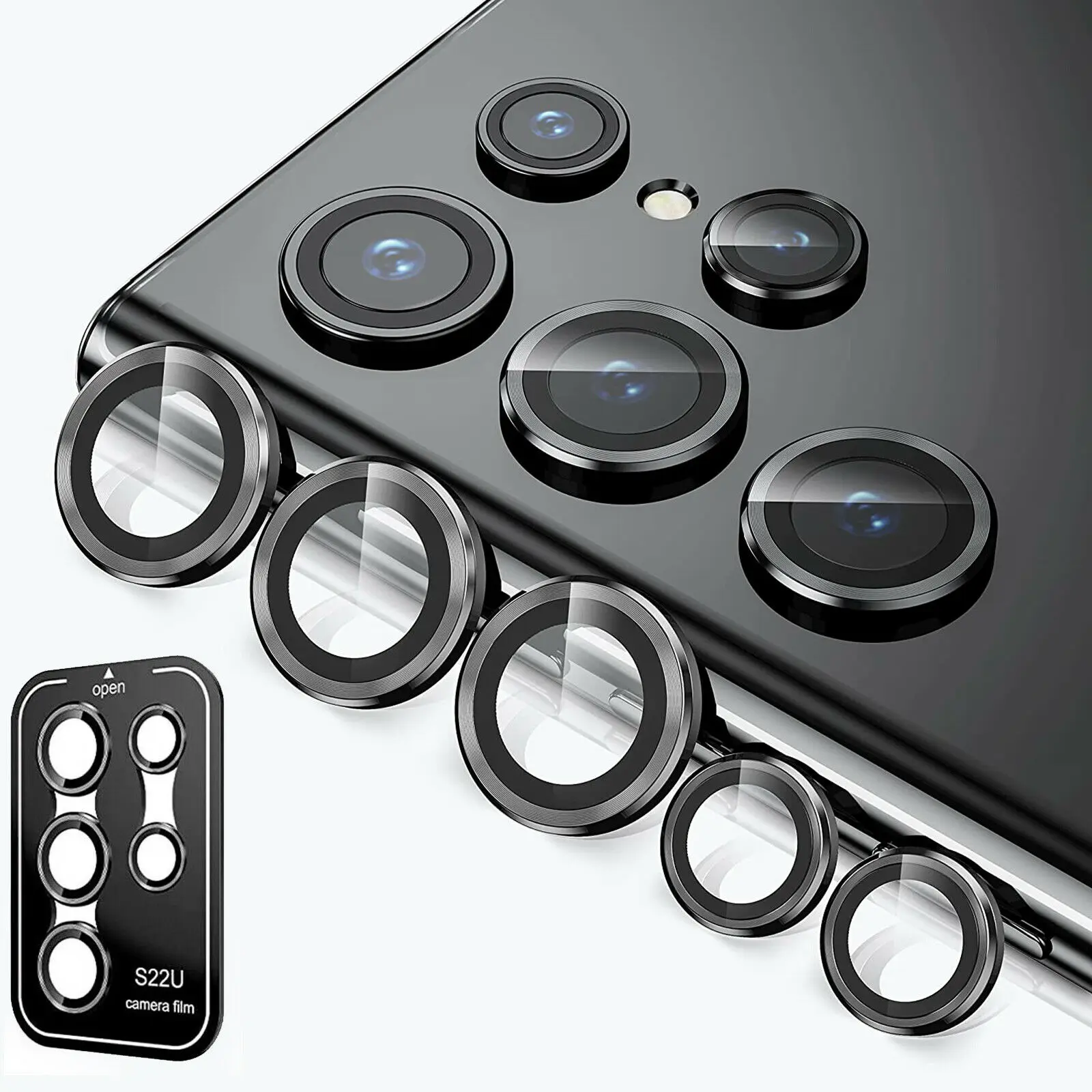 

1Pc For Samsung Galaxy S22 Ultra Camera Lens Protector Aluminum Alloy Metal Tempered Glass Camera Film For S22ultra Accessories