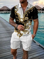 new style men hawaiian sets printing summer short sleeve button shirt beach shorts streetwear casual mens suit 2 pieces s 3xl n2