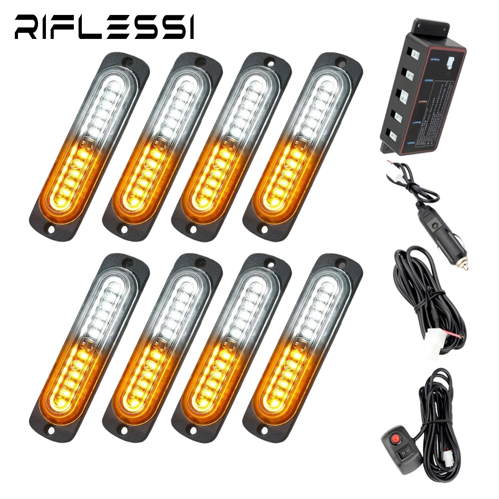 

1 комплект, 8*12 фонарей, автомобильный стробоскоп, фонарь для решетки радиатора, 12 В, грузовик, прицеп, трактор, мигающий фонарь, Полицейская ф...