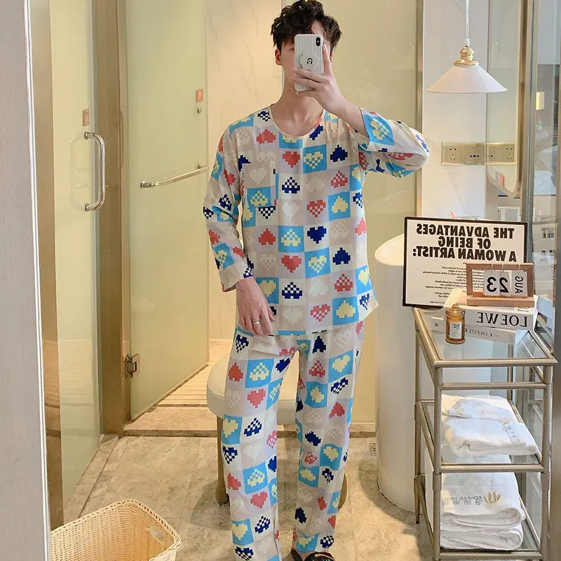 2023 Age season cotton silk lovers pajamas for men and women long sleeve cotton thin summer suit leisurewear loose big yards