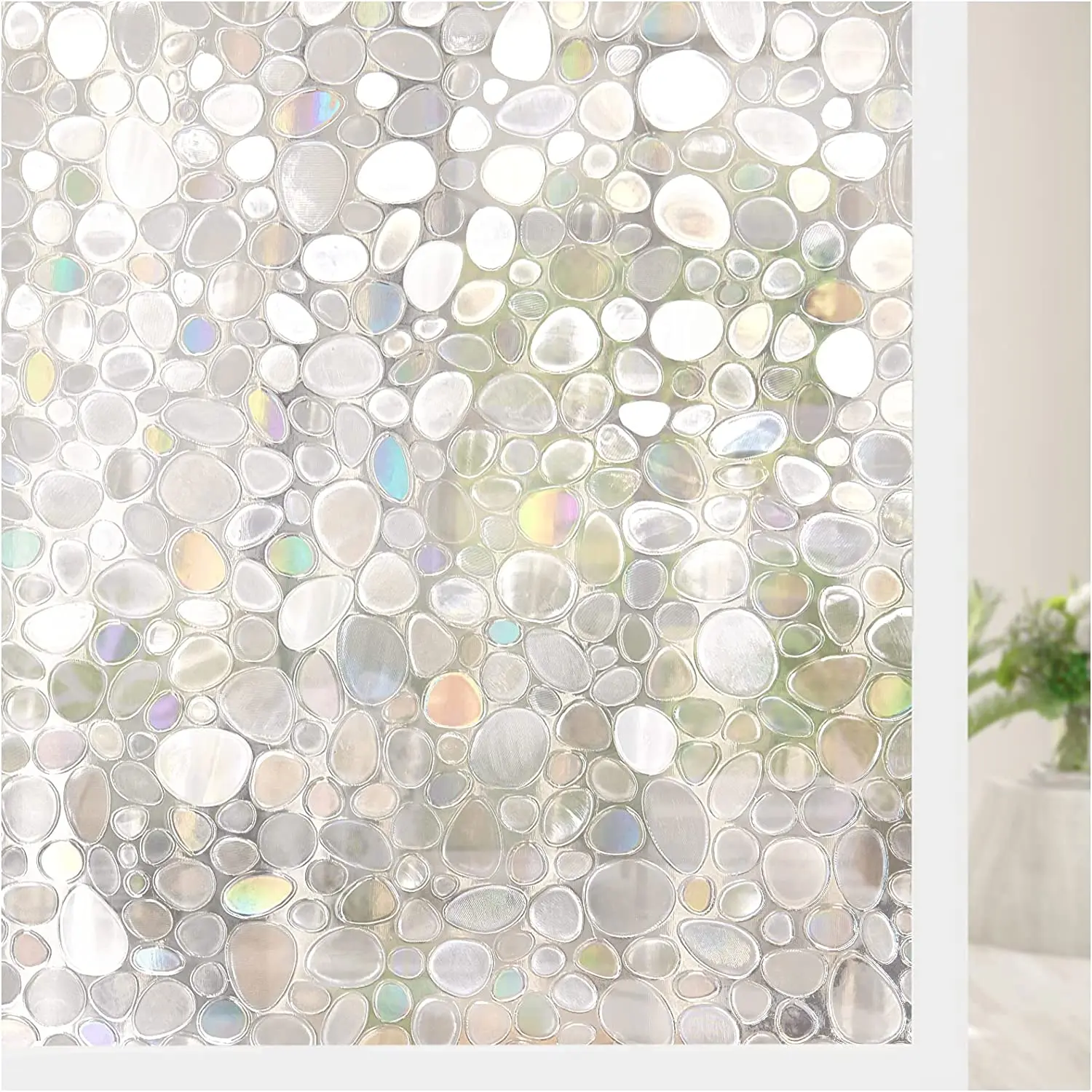 

Window Privacy Film Static Cling Decorative Glass Door Film,Removable Rainbow Window Sticker, Non-Adhesive UV Blocking for Home