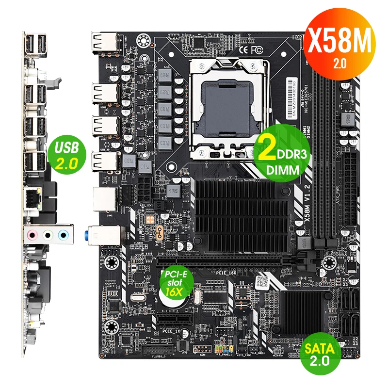 Материнская плата SZMZ X58 LGA 1366 материнская DDR3 2DDR3 DIMM с процессором Xeon X5675 LGA1366 2*4 Гб = 8