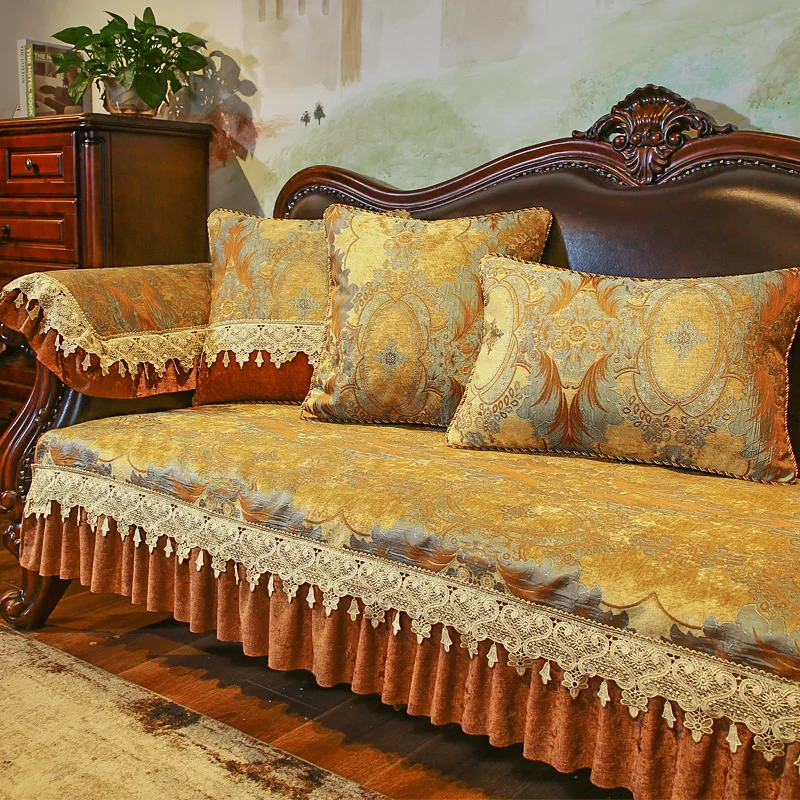 

Ткань из жаккарда из Синели чехлы для диванов, всесезонный Универсальный Роскошный чехол для дивана в гостиную, Нескользящая подушка для дивана, украшение для дома