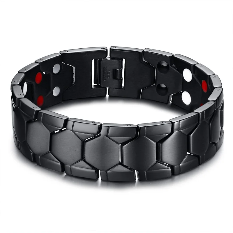 

Оптовая продажа, чистые черные магнитные мужские браслеты из нержавеющей стали с германием