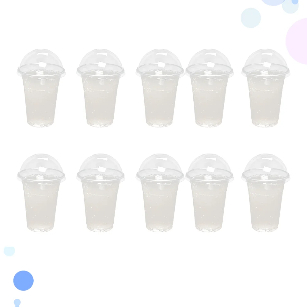 

50 Pcs 500ml Clear Cups with a Hole Dome Lids for Tea Fruit Tea with Covers