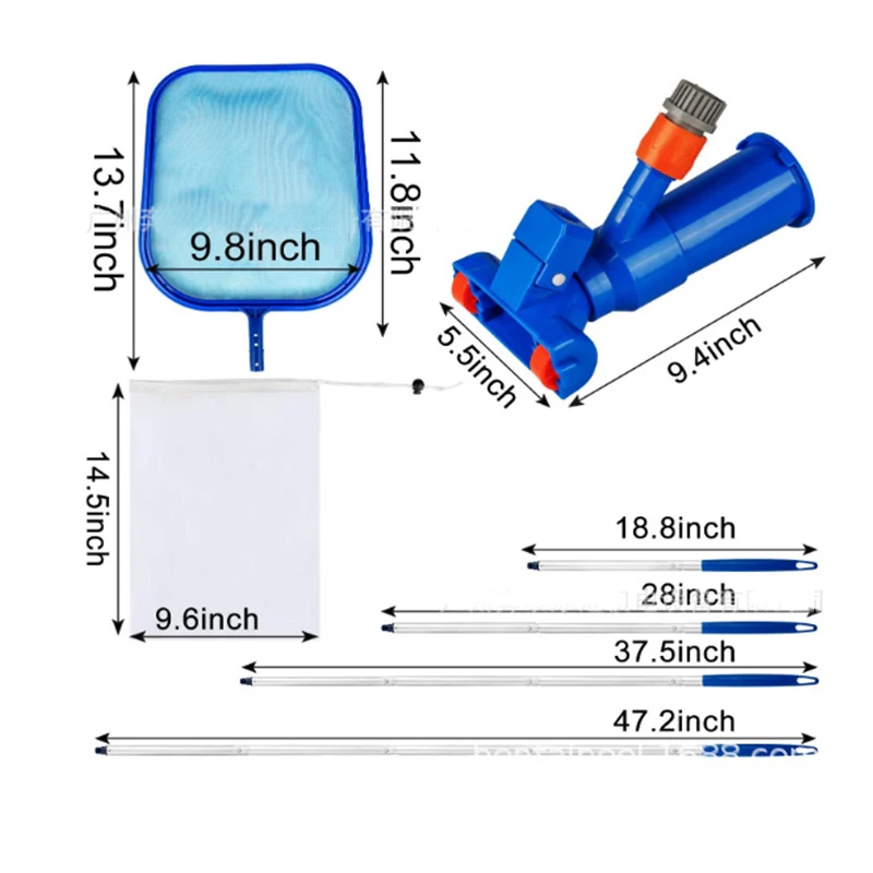 Набор инструментов для очистки бассейна пылесос с сетчатой головкой на присоске