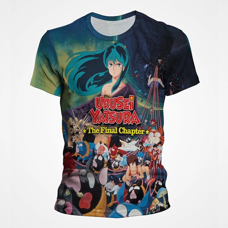 

Anime Urusei Yatsura Moroboshi Ataru Lum Harajuku Cartoon T-shirt Boy Girl Summer Clothing Round Neck Short Sleeves Tops
