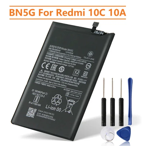 Сменный аккумулятор BN5G для Xiaomi Redmi 10C, 10 А, аккумуляторная батарея для телефона 6000 мАч с инструментами