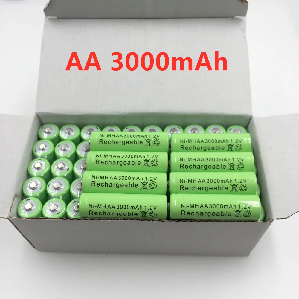 2-20 шт., перезаряжаемые NI-MH аккумуляторы AA 1,2 В, 3000 мАч