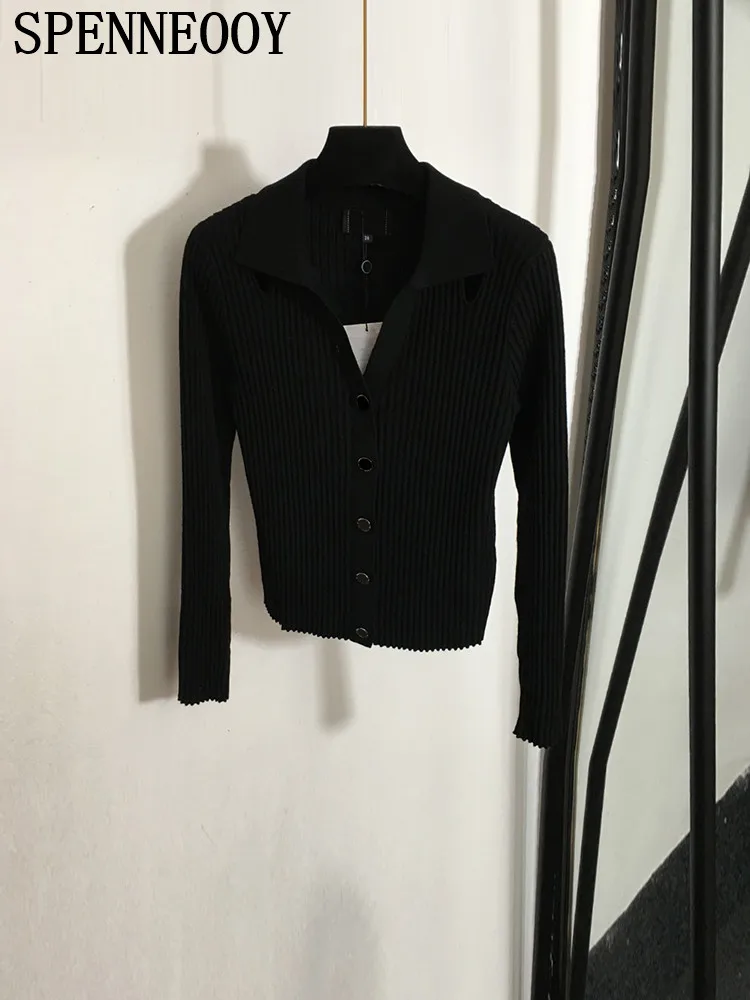 Женский Повседневный вязаный кардиган SPENNEOOY подиумный белый свитер с отложным