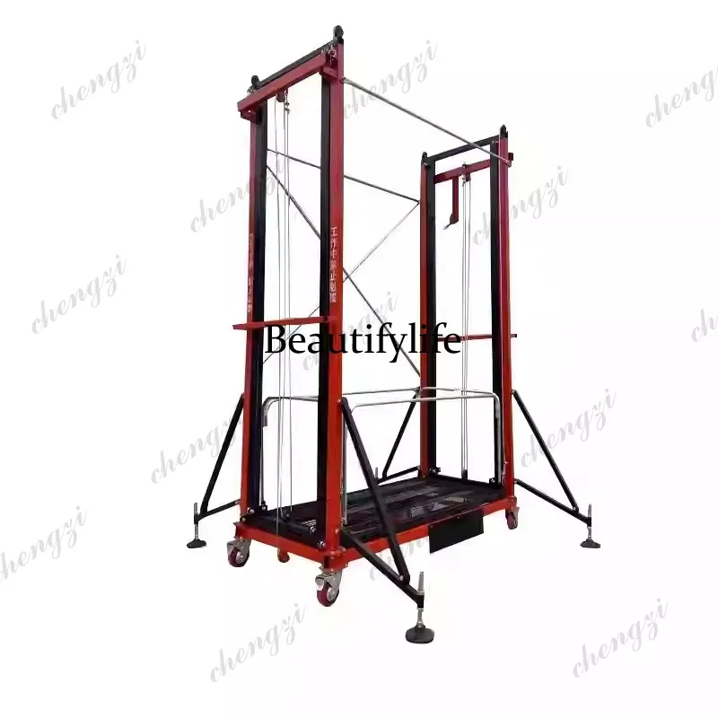 Фото Мобильная складная электрическая подъемная платформа 81 Mobile Foldable Electric Scaffolding Lift Platform 500KG 3M 5M 8M для внутренних и наружных работ, декоративно-отделочных и строительных работ №1