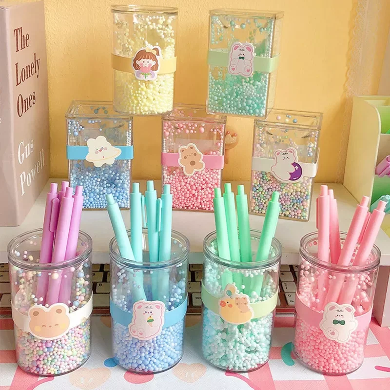 

Holder Pencil Makeup Storage Box Acrylic Foam Ball Student Desktop Storage Pen Holder Transparent Decoration Storage