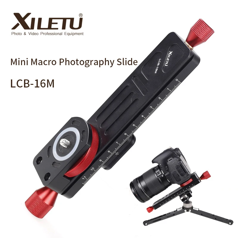 XILETU LCB-16M Mini Macro Photography Rail Slider Настольный портативный слайдер для камеры Time-lapse ARCA