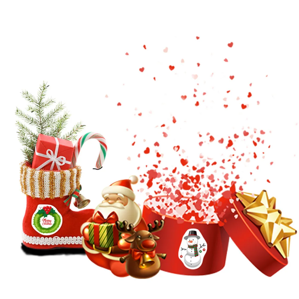 50-500 шт. Мультяшные рождественские наклейки с Санта-Клаусом елкой бумажными