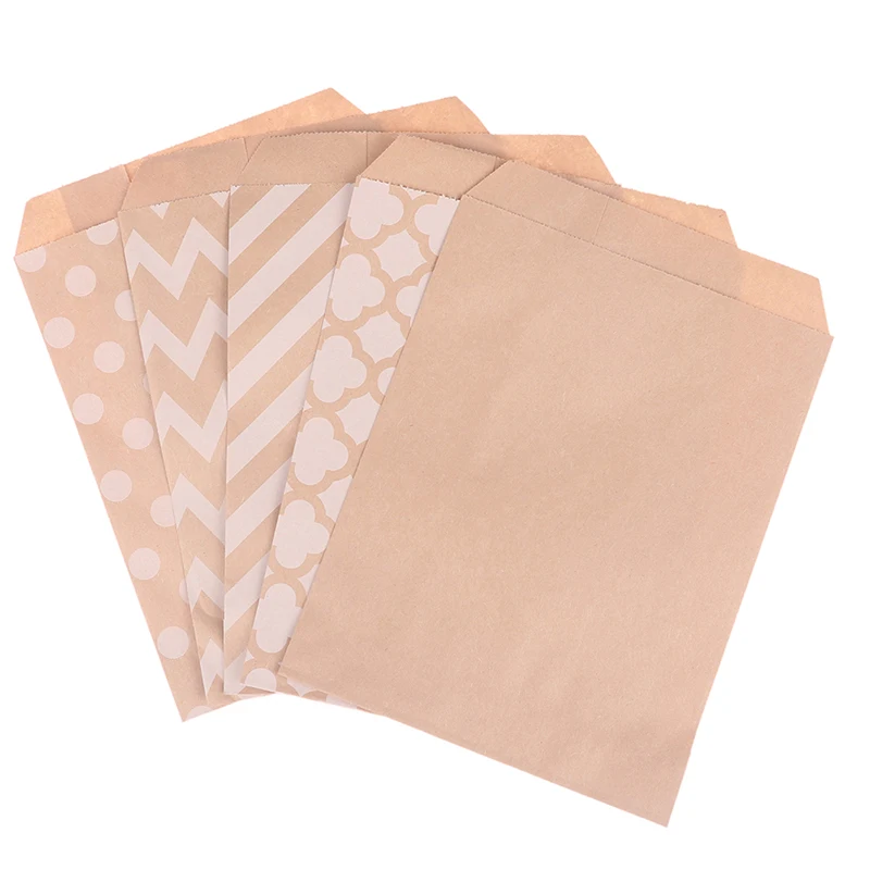 

50pcs Bio-degradable treat candy bag Party Favor Paper Bags Chevron Polka Dot Stripe Print Paper craft Bakery Bag