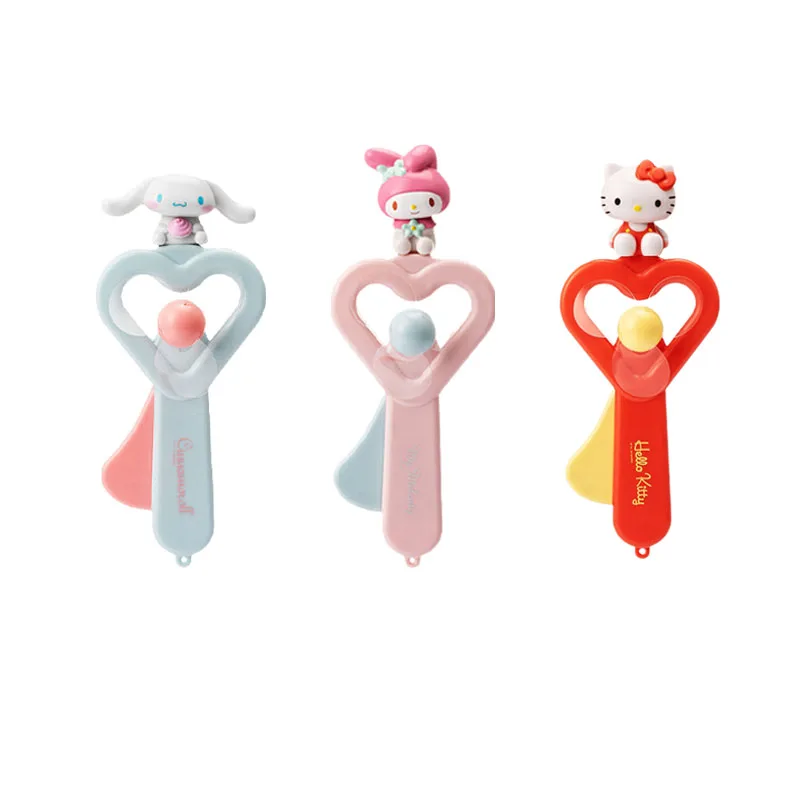 

Sanrioed аниме милая кукла портативный веер Kawaii Kt My Melody Cinnamoroll летний веер с ручным заводом подходящие подарки для девочек