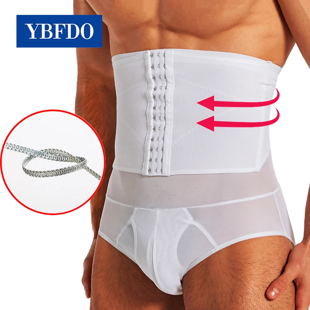 

YBFDO Men's High Waist Shaper Control Breasted Briefs Compression Breathable Underwear Abdomen Belly Shaper Shorts Tummy Control