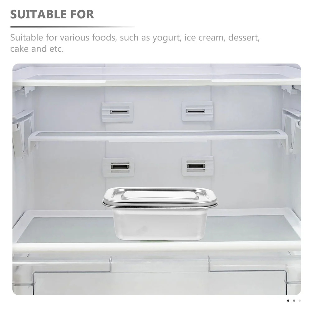 

Box Ice Cream Container Food Freezer Refrigerator Storage Metal Tub Case Fresh Homemade Containers Stainless Steel Bowl Fridge