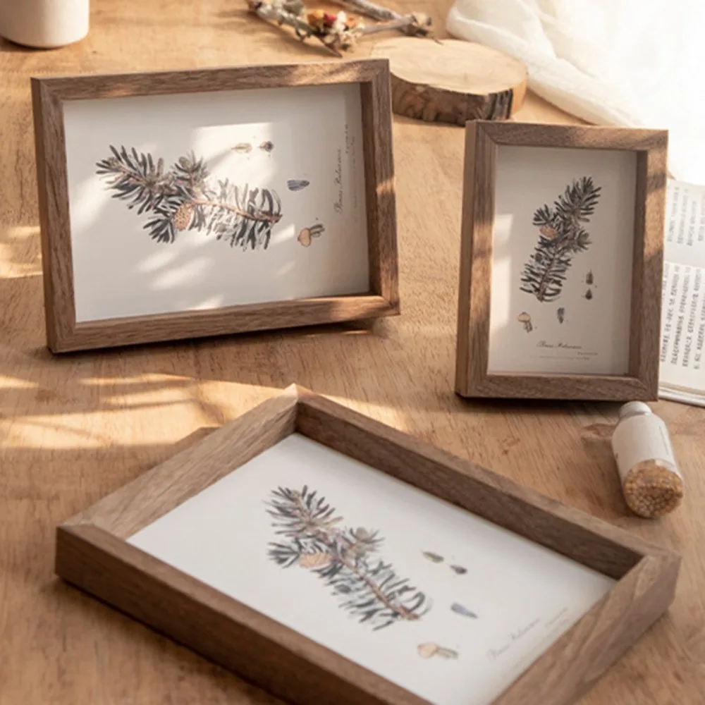 

Natural Wooden Simple Photo Studio Photo Frame Wall Photo Student Card Holder DIY Dry Flower Holder Desktop Ornaments