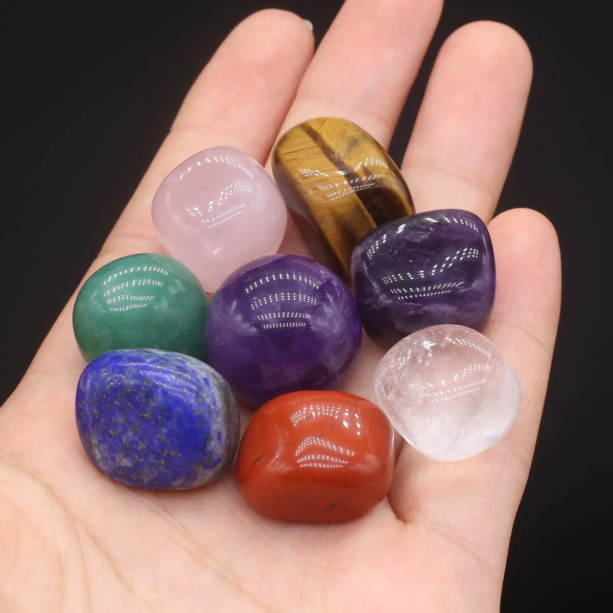 

8pc/Pack Natural Tumbled Stone Rose Quartz Amethyst Tiger Eye Polishing Healing Crystals Yoga Gemstone Ornament Home Decor