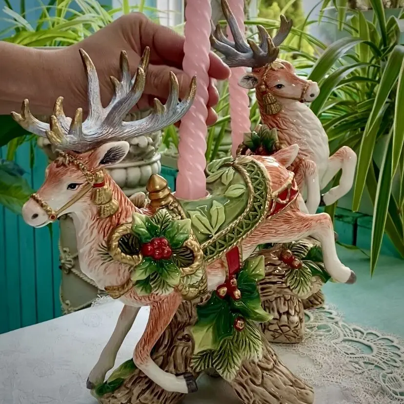 

Vintage Christmas Deer Candlestick Home Decor Crafts Room Decoration Living Room Dining Table Elk Candle Holder Ornaments Gift