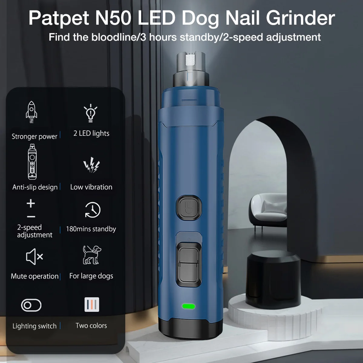 

Paw Painless Clipper Rechargeable For Grinder Pet Pets 2-speed Electric Dog Grooming Trimming Nail 2 Nail Light Claw