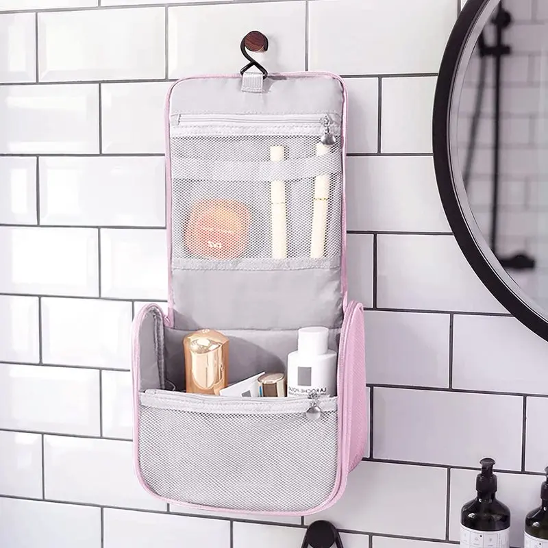 Toiletry Bag with Hanging Hook, Portable Cosmetic Travel Bag for Women, Waterproof Makeup Storage Toiletries Organizer