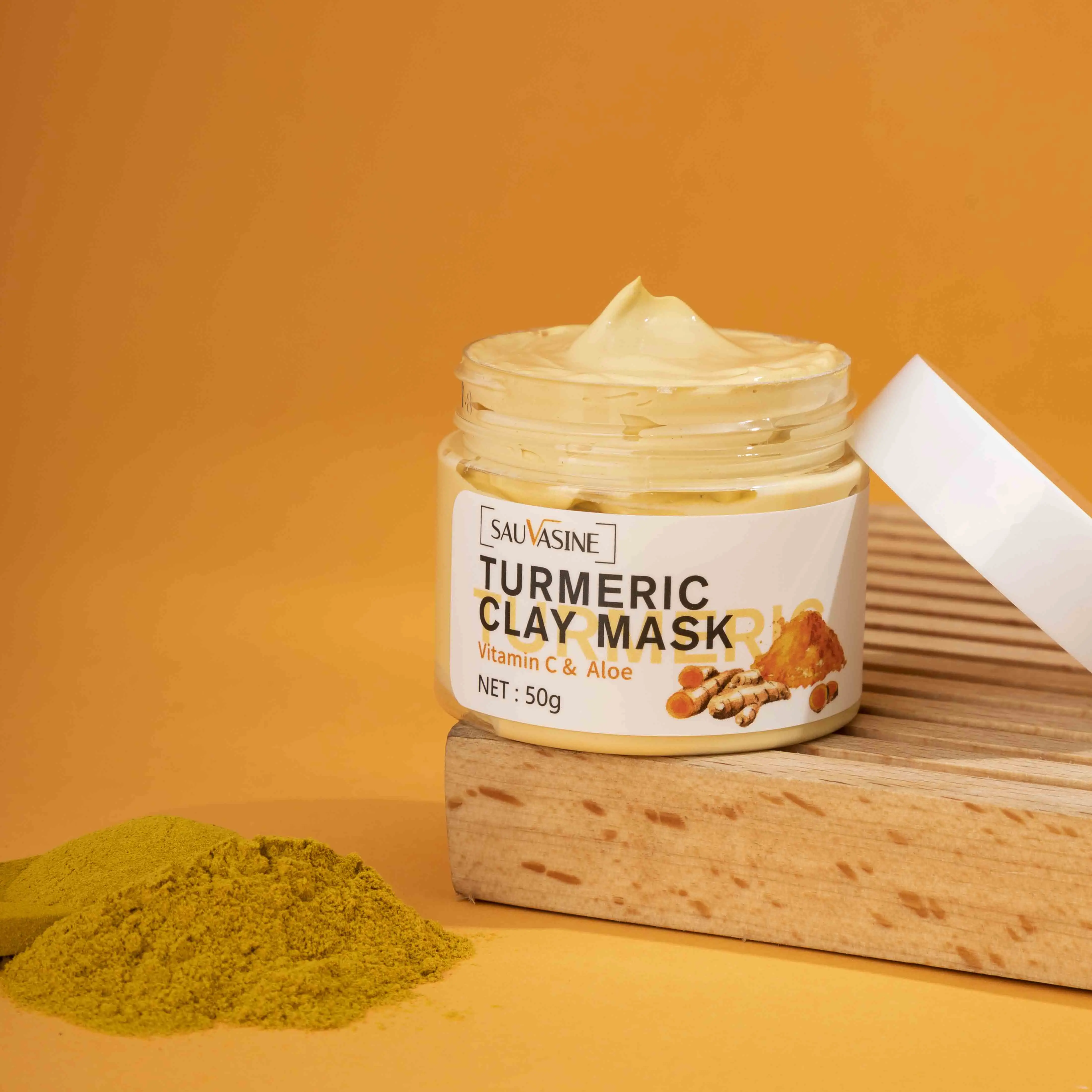 

Tumeric Anti Acne Mud Mask Facial Cleansing Blackheads Skin Care Brighten Tone Vitamin C Turmeric Face Clay Mask