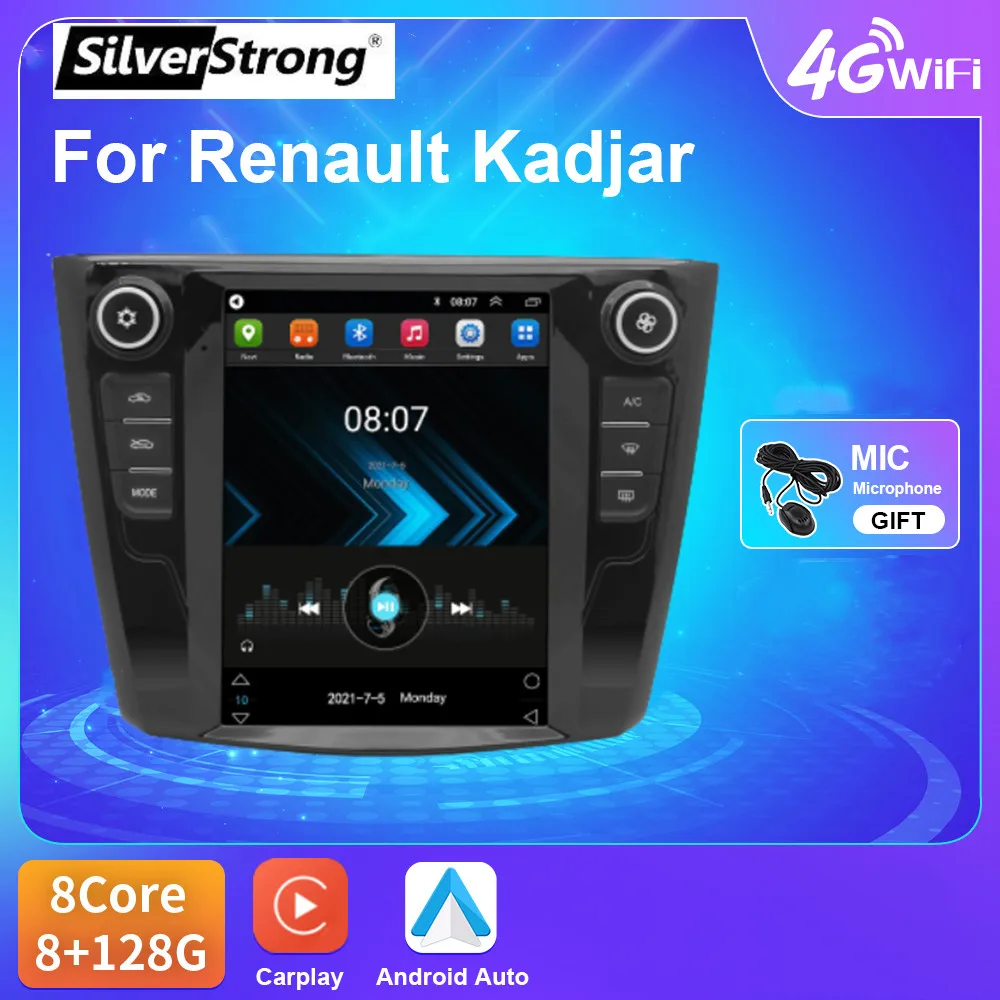 

Автомагнитола с экраном Tesla, DVD-плеер для Renault Kadjar 2015-2019, автомобильный GPS-навигатор, вертикальный экран, IPS Мультимедийный проигрыватель с лентой