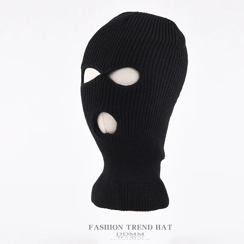 

Balaclava Men's Black Elite Eye-Exposed Headgear Hat Winter Thermal and Windproof Knitted Woolen Cap Women's Funny