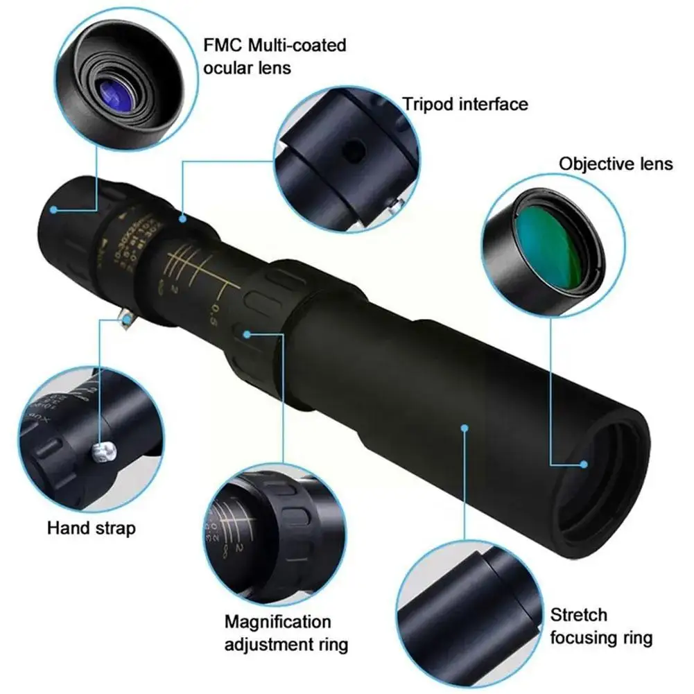 

10-300timesZoom HD Portable Strong Long Range Professional Spyglass Monocular Telescope Low Night Vision For Hunting Y4J5