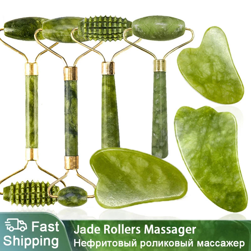 

Natural Jade Face Massager Roller Gua Sha SPA Roller Massage for Facial Gouache Lift Body Slimming Guasha Neck Skin Care Tools