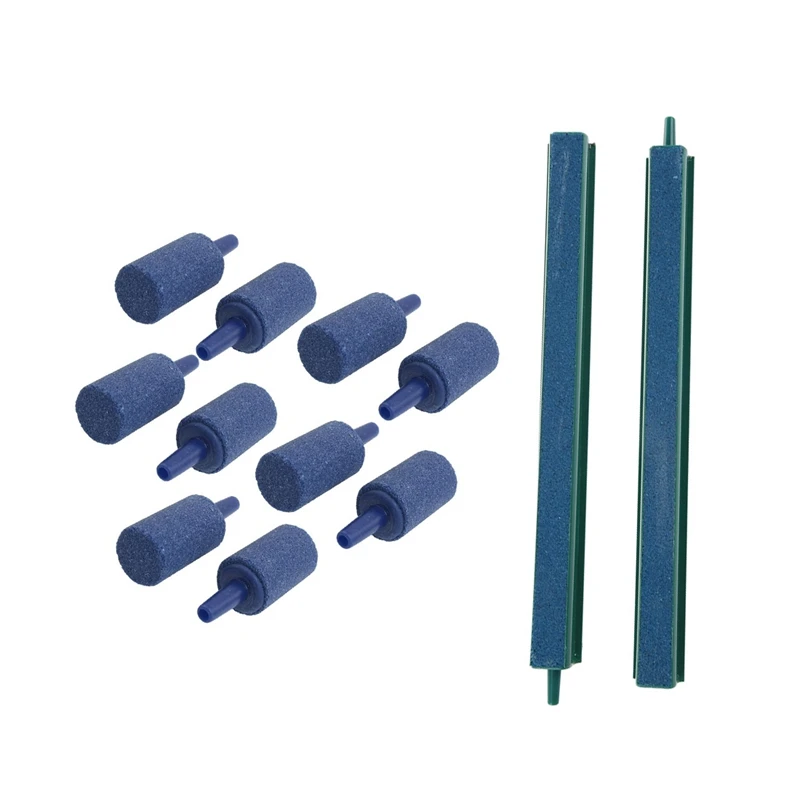 Аэратор для аквариума с воздушными пузырьками, 2 шт., 8 дюймов, зеленый, синий и 10 шт., 14,5 мм X 25 мм, сброс минеральных пузырьков, аэратор для аква...