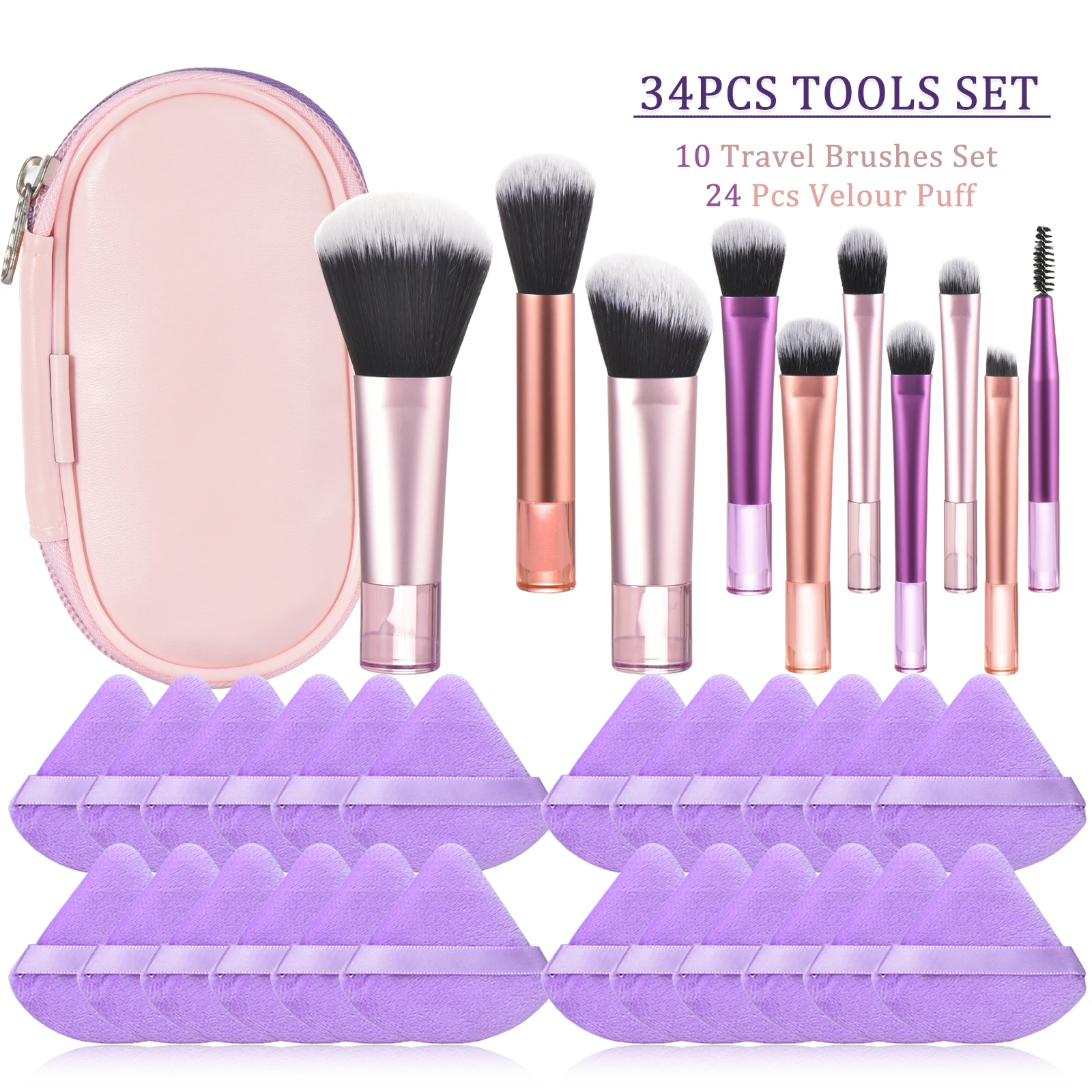 Мини-набор Кистей Для Макияжа Из 10/24 Предметов С Футляром Мягкая Нейлоновая