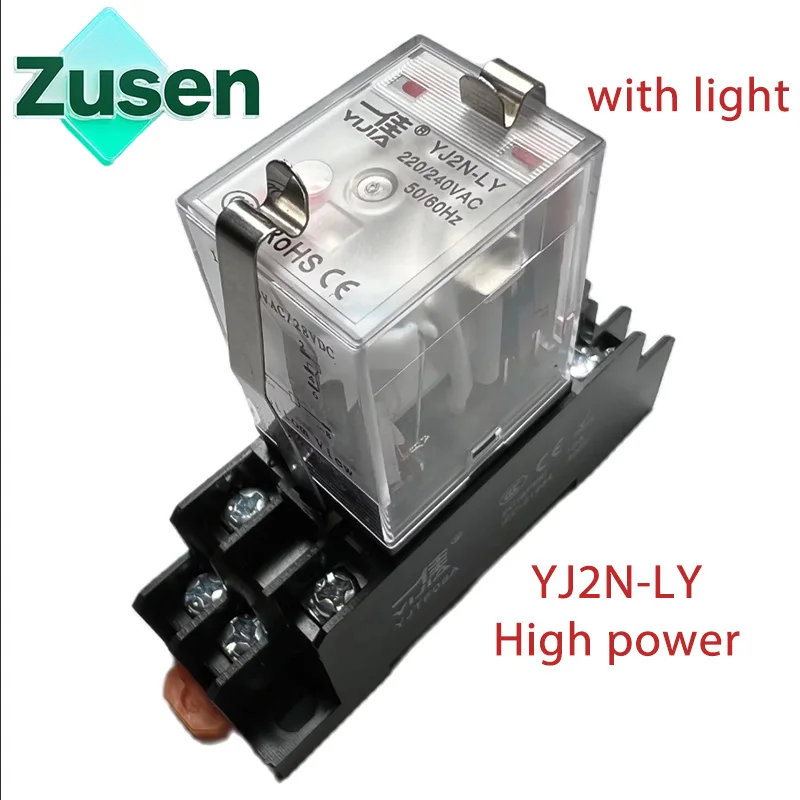 

Zusen YJ2N-LY Высокая мощность AC 220V DC 12V 24V 10A катушка маленькое промежуточное реле 2 группы из 8 контактов с подсветкой