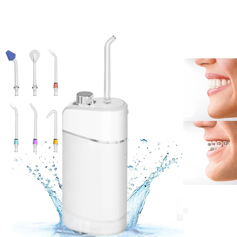 

Oral Irrigator 3 Mode Portable Dental Irrigator bucal Type-C Rechargeable Ultrasonic Tooth Cleaner Waterpulse 200ML Water Tank
