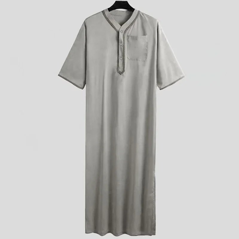 Новые свободные мусульманские халаты Caftan Мужская модная однотонная одежда Jubba