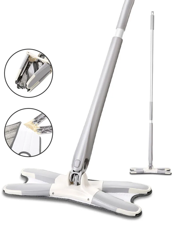 

360 Rotating Squeeze Mop Flat Floor X-type Microfiber No Washing Brushes Hand-Free Wash Lazy Mop Home Spray Mop Cleaning Tools