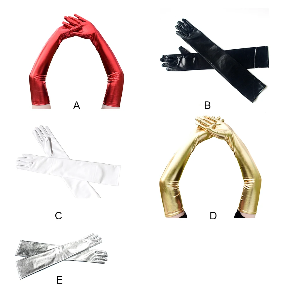 

Длинные перчатки на локтях для девушек в простом стиле, украшение для одежды, лакированная кожа, женские банкетные перчатки, однотонные красные