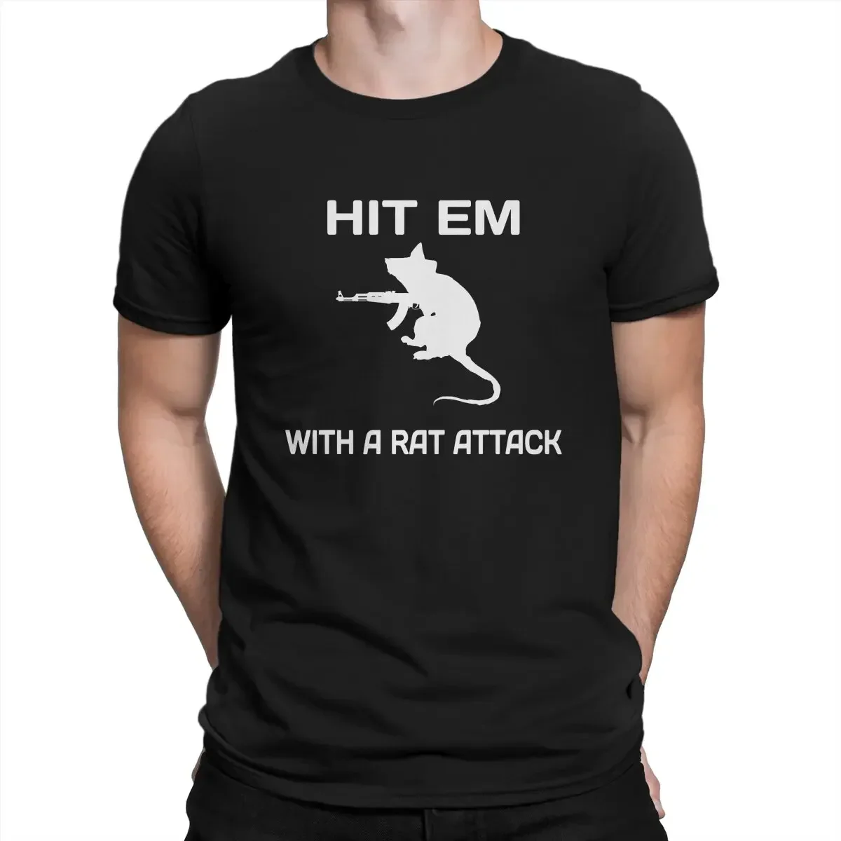 HIT EM WITH A RAT ATTACK Специальная футболка Таркова Повседневная Летняя для мужчин и