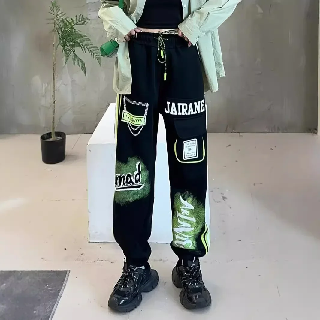 Американские граффити Спортивные Повседневные брюки свободные карго с