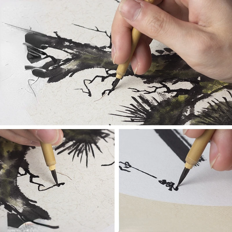 Chinese Calligraphy Brush Pen Watercolor Baimiao Meticulous Painting Outline White Cloud Weasel Hair Tinta China
