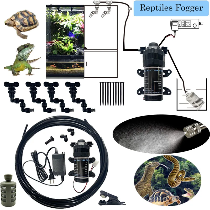 Reptile Mister Fogger Terrariums Humidifier Silent Pump Misting System For Frog Lizard Chameleon Snake Tortoise