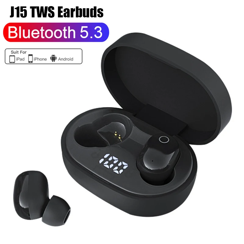 

TWS J15 Air Pro Беспроводная Bluetooth-гарнитура со светодиодным дисплеем, наушники-вкладыши с микрофоном, наушники Bluetooth, беспроводные наушники для ...