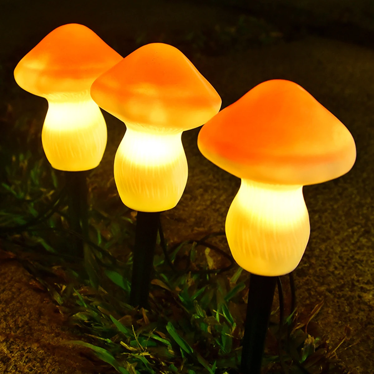

3Pcs LED Solar Mushroom Lamp Outdoor Solar Garden Lights 2 Lighting Modes IP65 Waterproof Solar Powered Decorative Lamp Cute