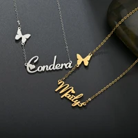 fashion customized name necklaces heart butterfly pendant stainless steel personalized for women letter choker necklace jewelry