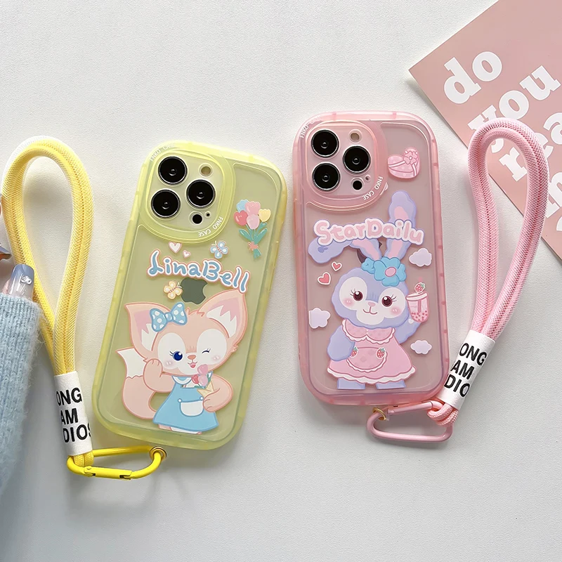 

Disney Lena Bell Stellalou Cartoon Wrist Strap Phone Case for iPhone 11 12 13 mini pro XS MAX 8 7 6 6S Plus X 5S SE 2020 XR case