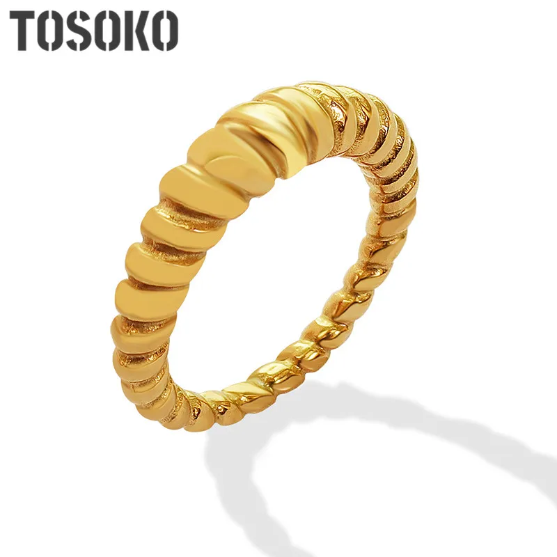 

Женское кольцо с черной ракушкой TOSOKO, ювелирное изделие из нержавеющей стали с инкрустацией, покрытое 18-каратным золотом, BSA325