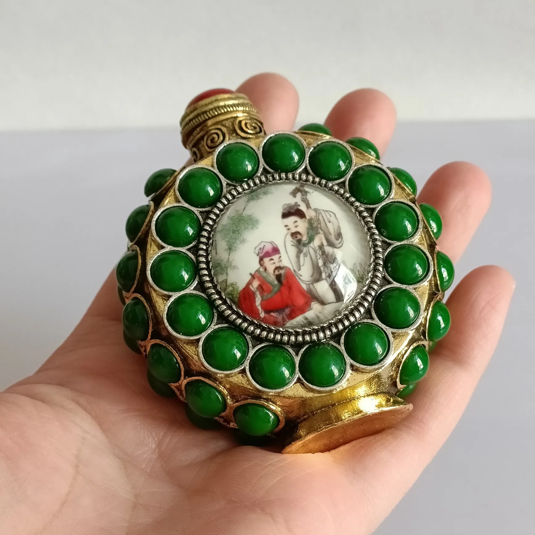 Chinese Elaboration Good Luck Wealth Noctilucent “ Snuff Bottle” Metal Crafts Home Decoration Collect